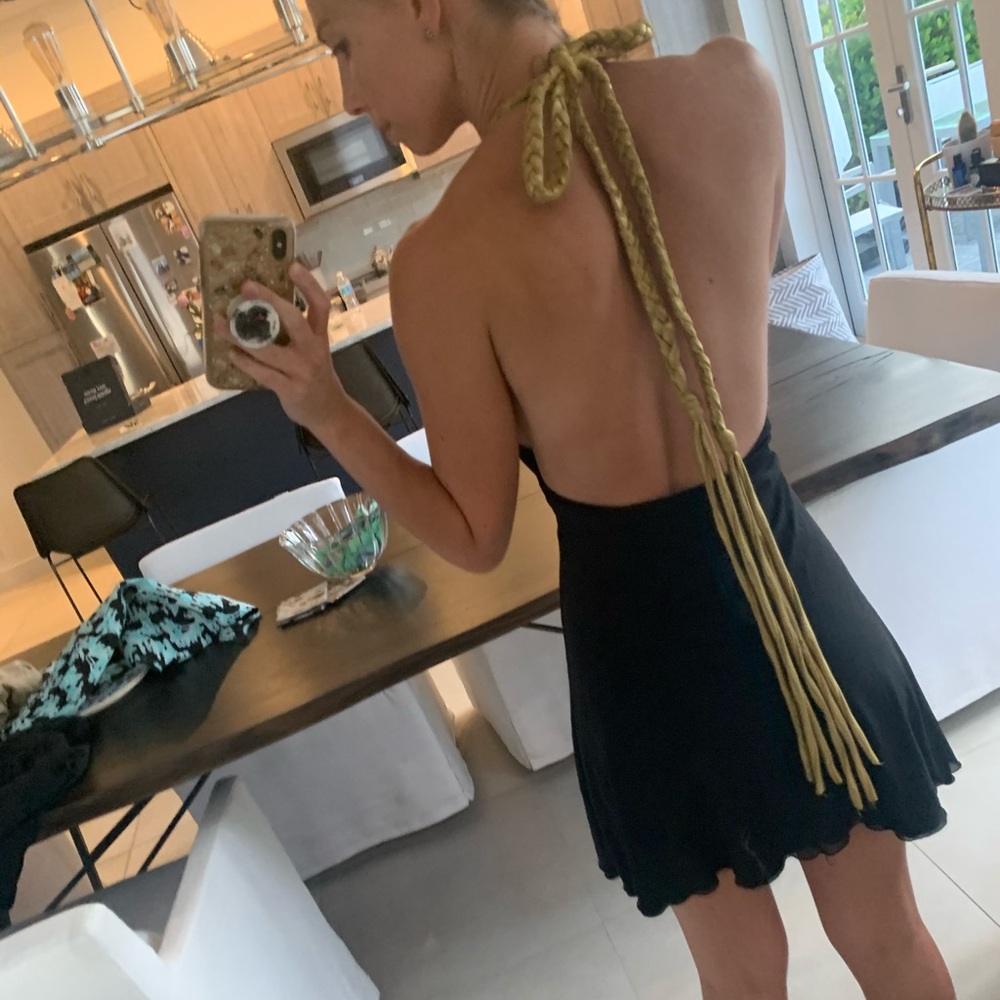 Unaluna Black And Gold Mini Dress View 3